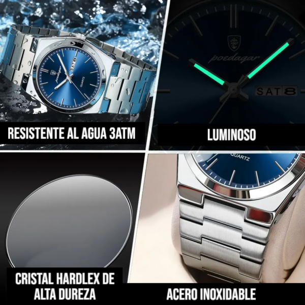 Reloj De Acero Inoxidable Azul - Imagen 3